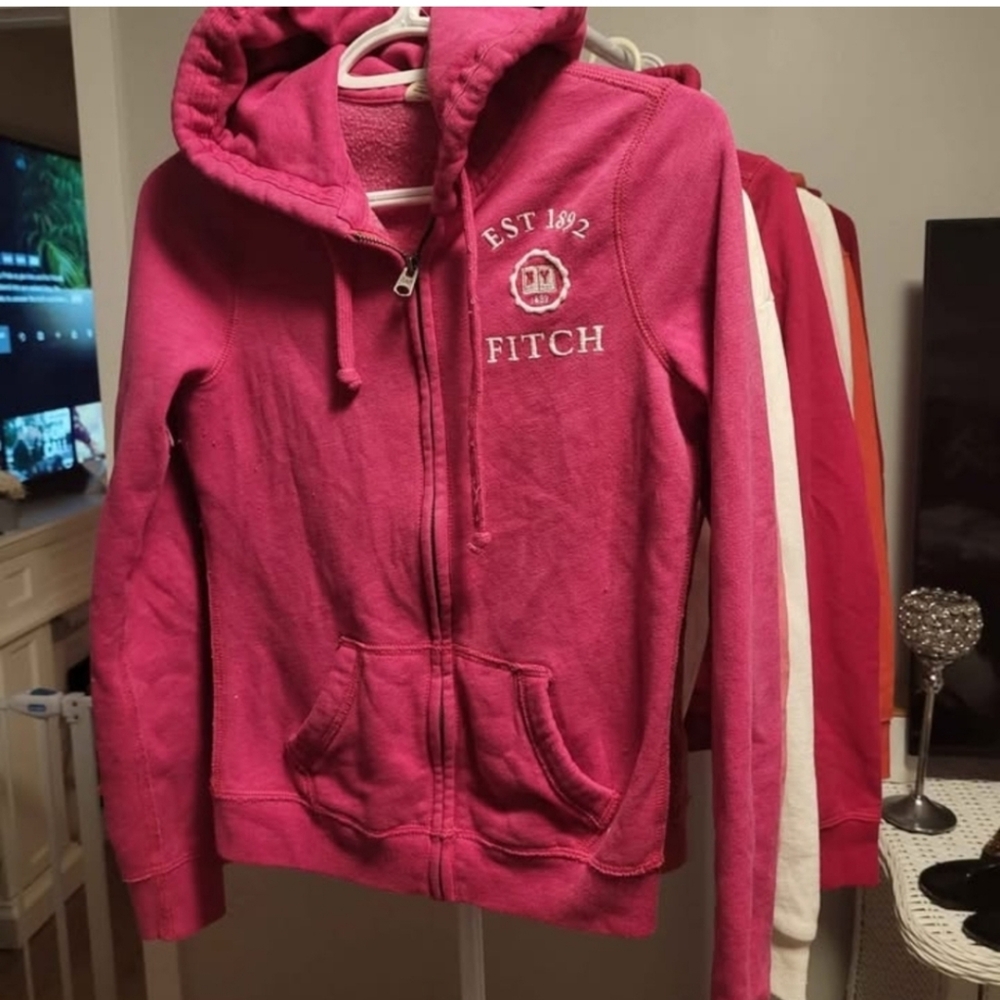 Abercrombie & Fitch Fuchsia Zip-Up Hoodie